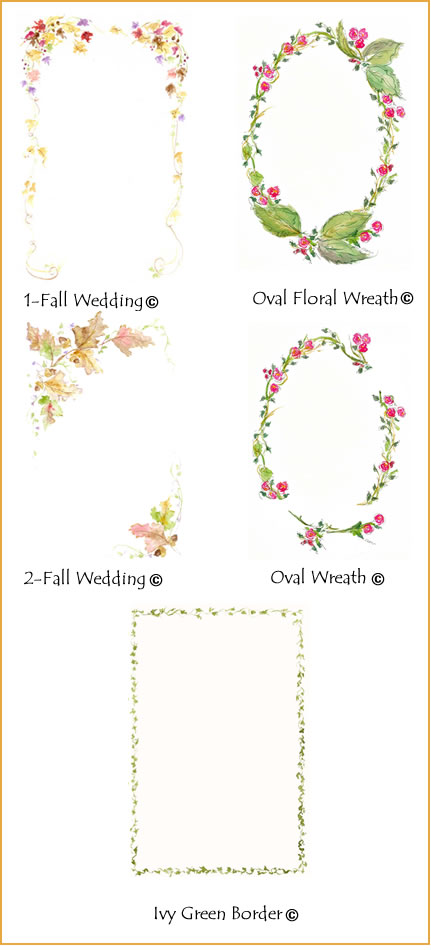 More wreath and border options may be found on the Notecards page